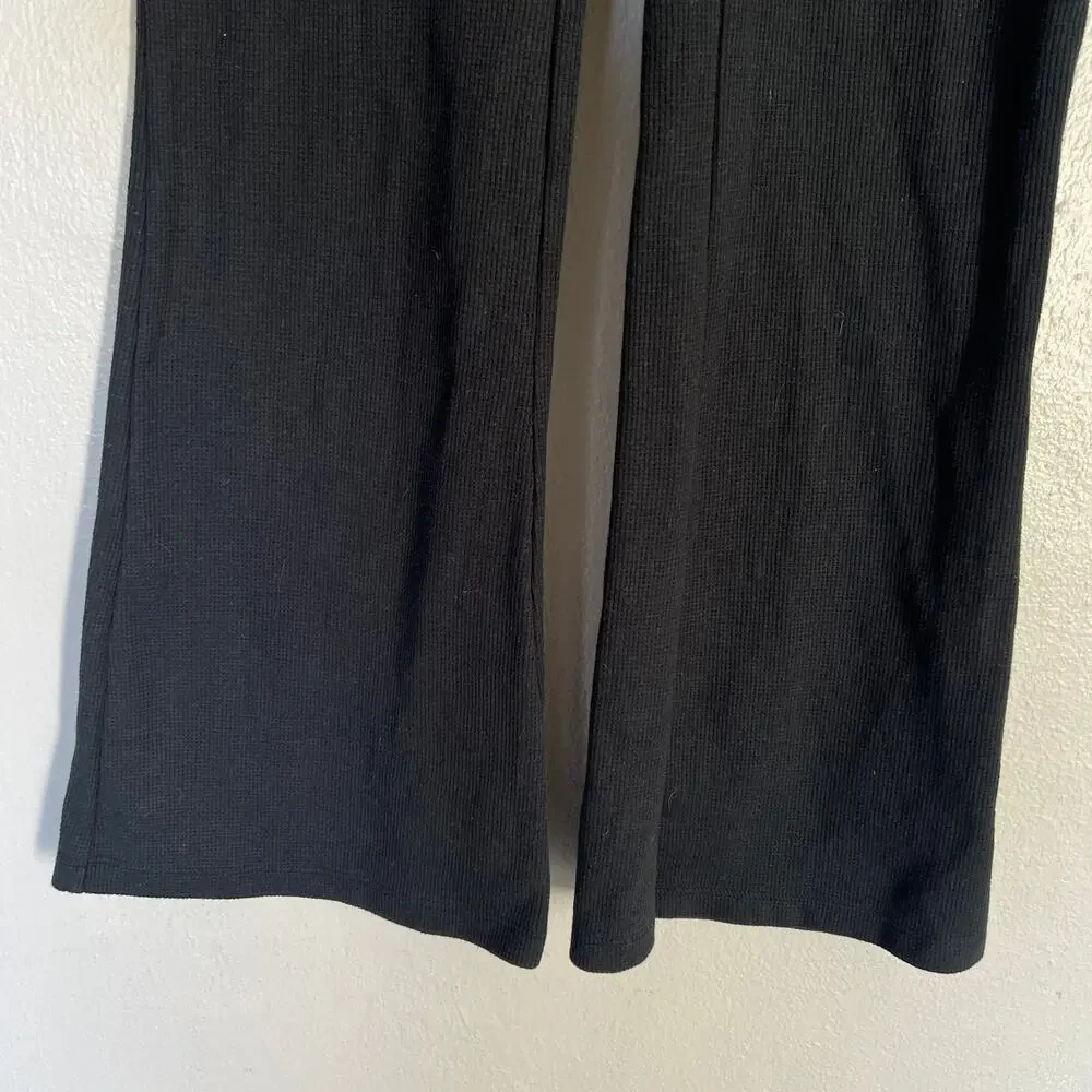 Aritzia Sunday Best Baby Waffle Knit Kick Flare Lounge Pant Black Women's Sz XS